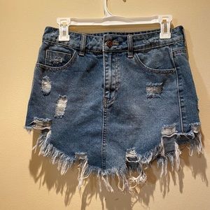 Frayed Denim mini skirt